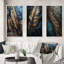 «Gold Feather Glamour», 3 pièces sur toile-274317276-274317279