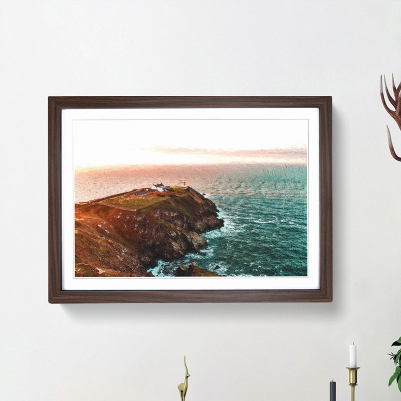 Howth Beacon in Dublin Ireland - Framed Print, Walnut Framed, 36cm H x 48cm W x 2cm D