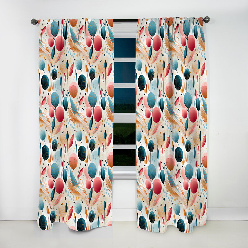 Motif floral de couleur pastel botanique - rideau bohémien - obscurcissement de la pièce en velours - 1 panneau