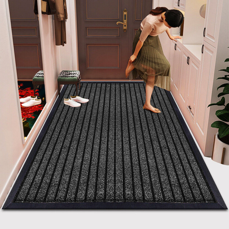 Non-Slip Indoor Outdoor Door Mat, Black, Rectangle 46 x 60 cm