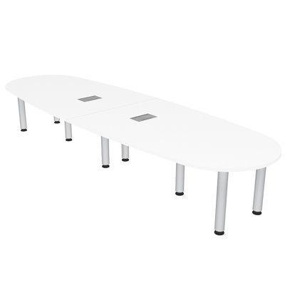 Table de réunion ovale en forme de bateau avec pieds de poteau électriques et données