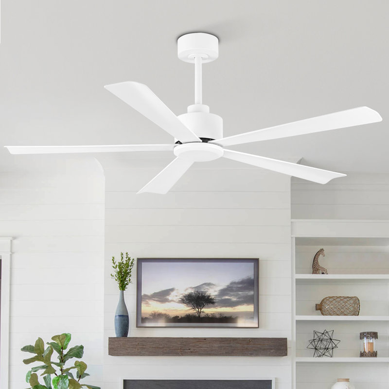 Ventilateur de plafond 52 po avec lumière et télécommande, Blanc