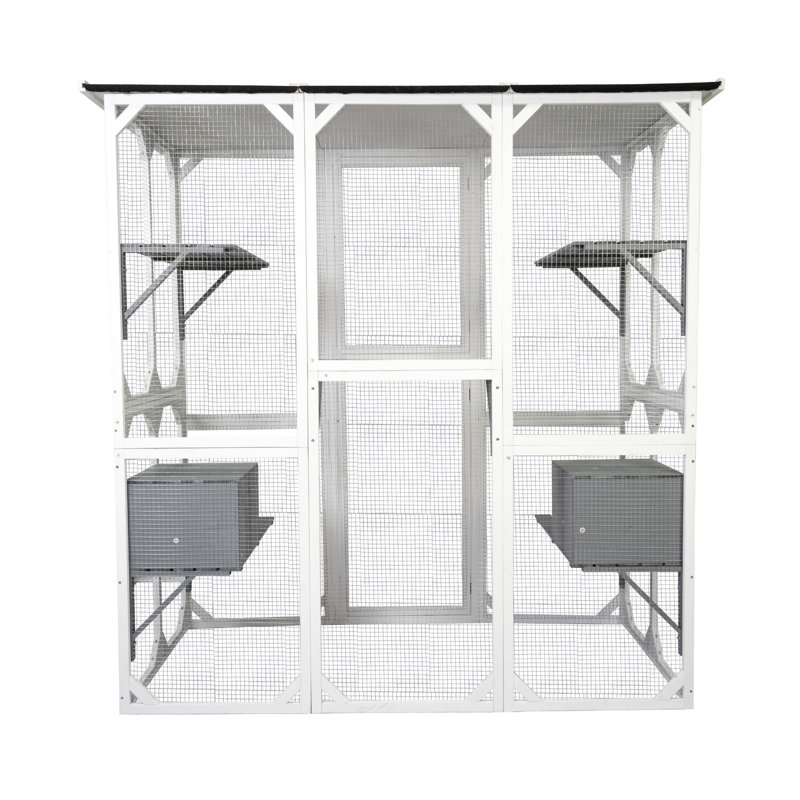 Maison pour animal de compagnie de taille moyenne, en bois blanc pour cage à chat Happy Home