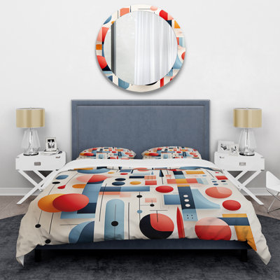Ensemble de housse de couette abstrait bleu et rouge Minimalisme Form I