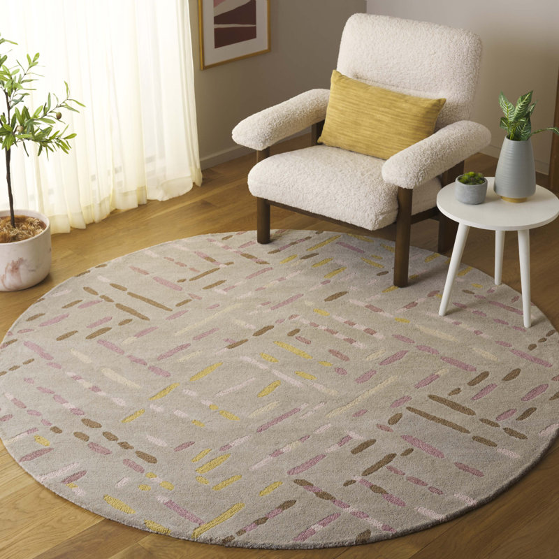 Tapis taupe / rose Metro 252, Rond 6 pi