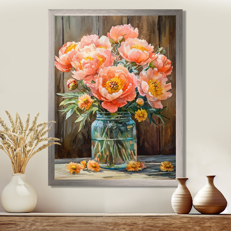 Wycoco - art mural floral, Argent argent, H 40 po x l 30 po, Reproduction encadrée d'une seule photo