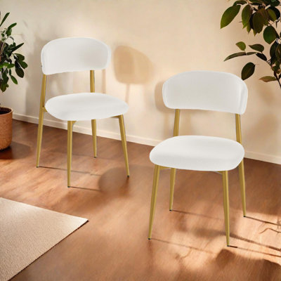 Modern Dining Chairs with Curved Backrests and Metal Legs, Set of 2