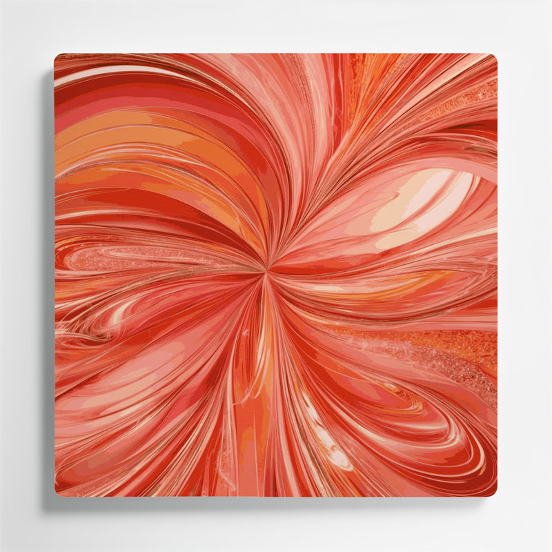 Digital Abstraction 15 Orange Metal Wall Art, 12" H x 12" W