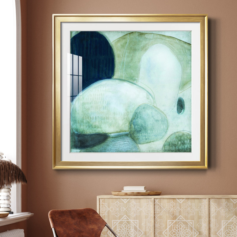 Aucune pierre non retournée - peinture encadrée, H 34,5 po x l 34,5 po x P 1,5 po, Encadrement doré