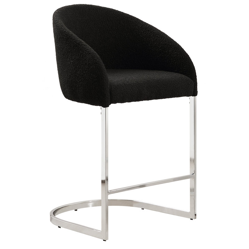 Tabouret de comptoir rembourré Chylee, Noir, 1