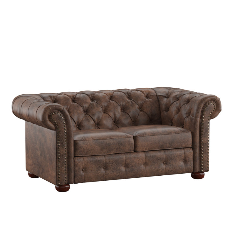 Causeuse rembourrée 68,4 po Huskins, Microfibre polie brune