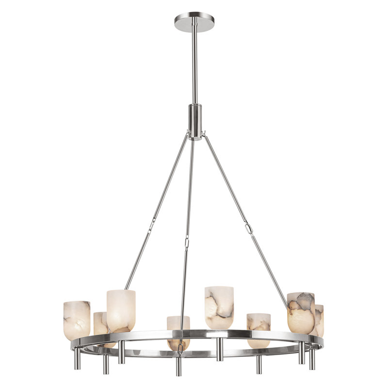 Lucian 8 - Light Wagon Wheel Chandelier, Polished Nickel