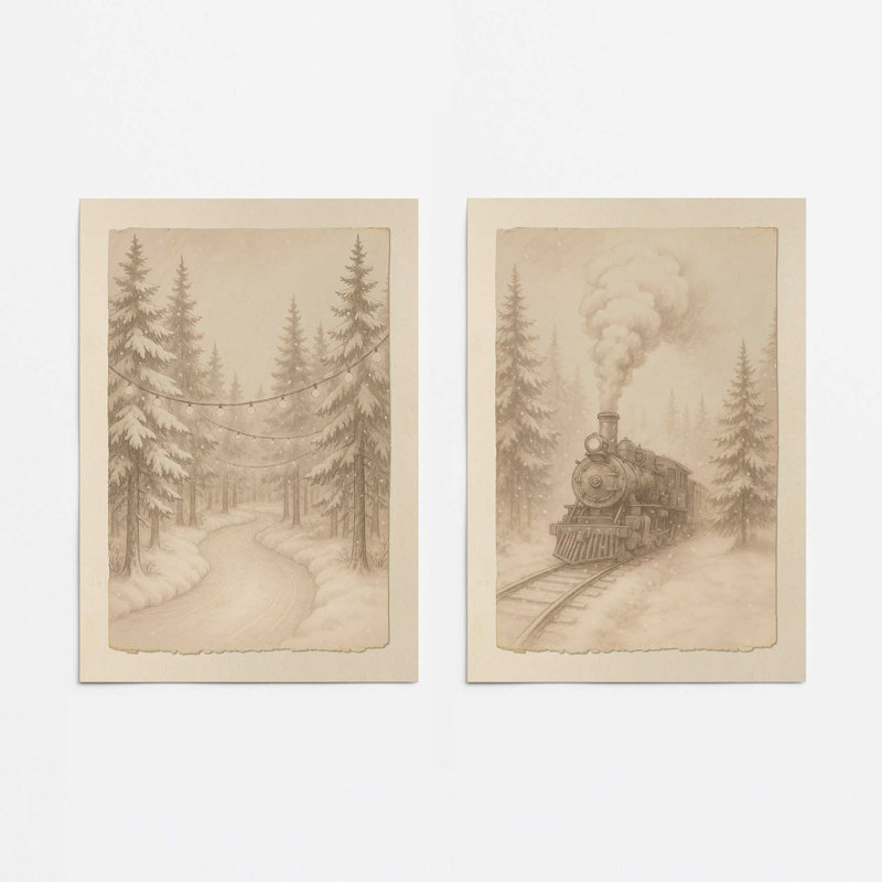 «Snowfall Sketches», ensemble de 2 reproductions d'art