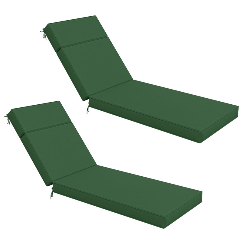 Coussin de chaise longue d'extérieur Wynee, L 25,8 po x P 79,75 po, Vert olive