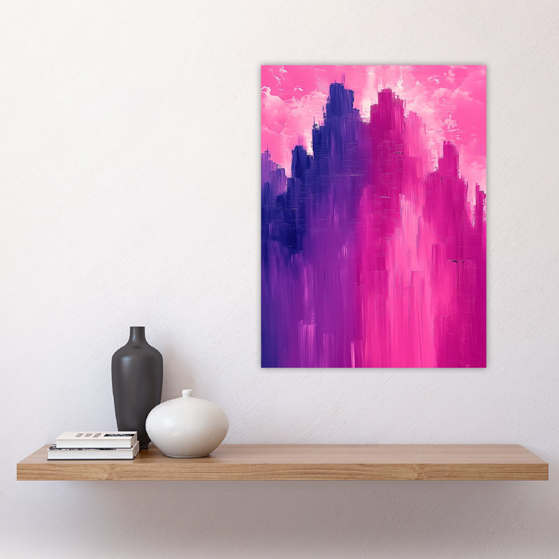 Abstract City Skyscrapers Purple Cityscape Wall Art Print