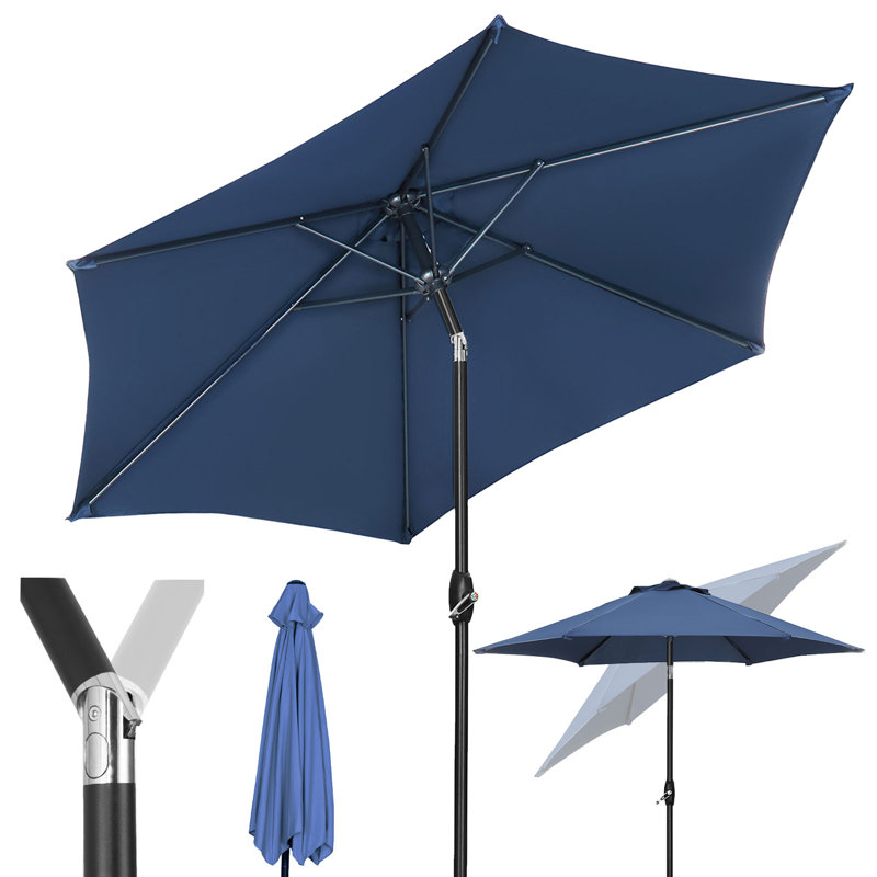 Parasols d'extérieur 9 pi avec inclinaison et manivelle, Marine