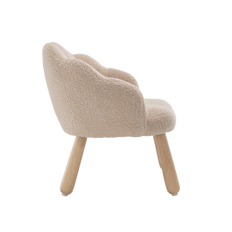 Flower Kids Chair With Solid Wood Legs, Khaki