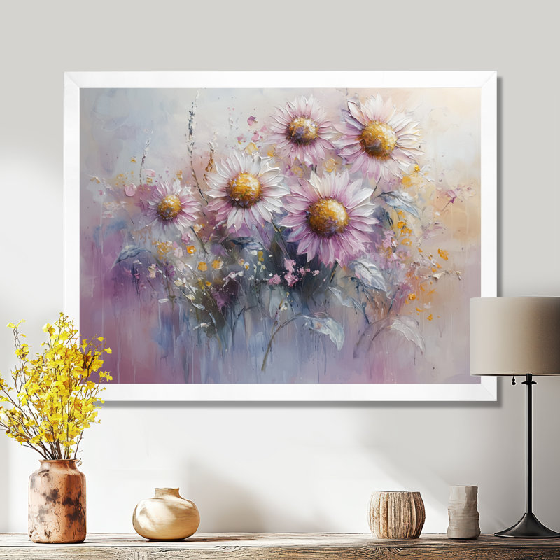 Illya - Floral Wall Art, H 24 po x l 32 po, Reproduction encadrée d'une seule photo, Blanc
