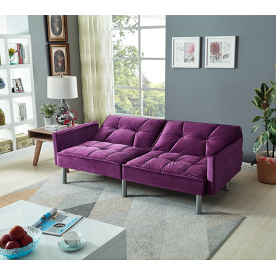 Hemphill 75.5'' Velvet Square Arm Sofa Bed