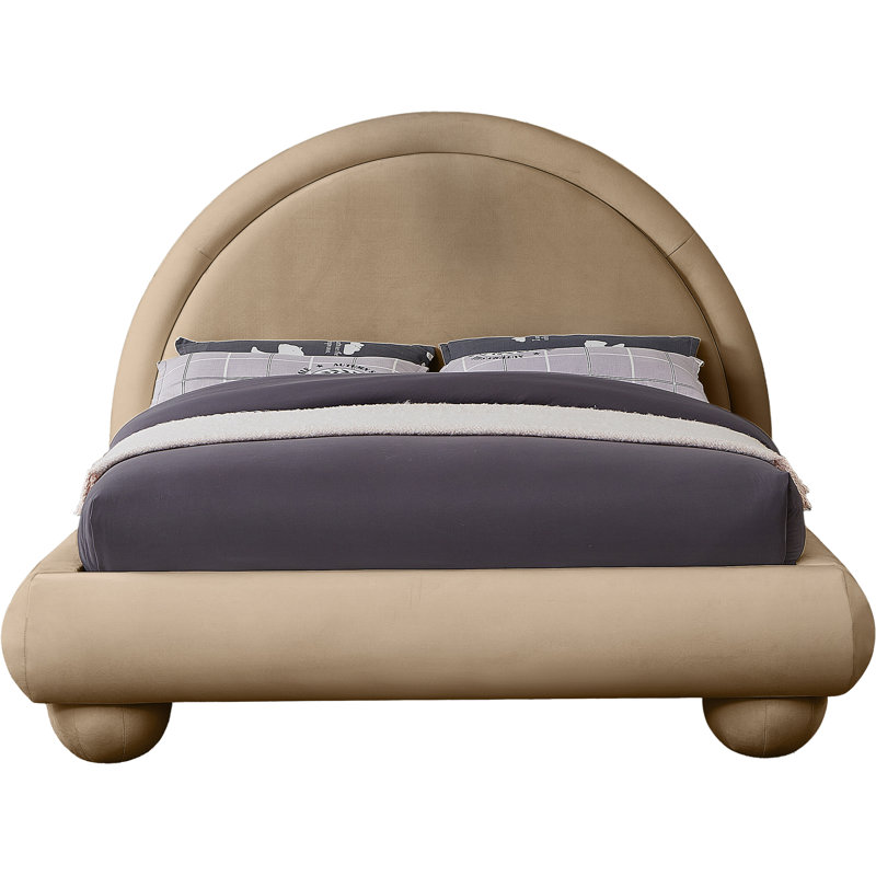Madrid Velvet Bed, Full / Double, Beige Velvet