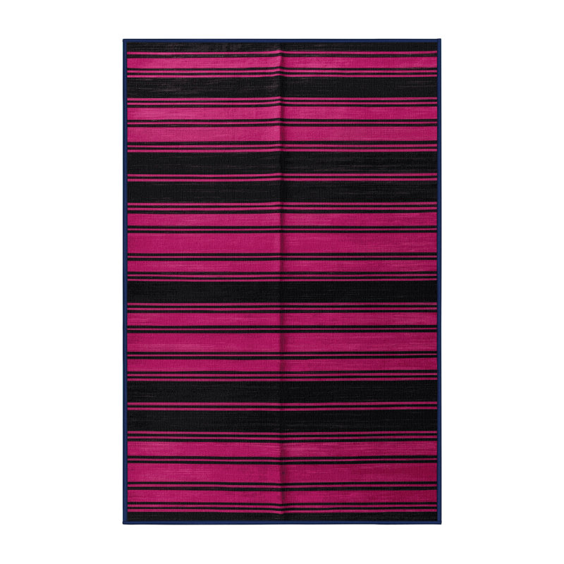 Tapis mauve à rayures horizontales lavable à la machine, Rectangle 4 pi x 6 pi