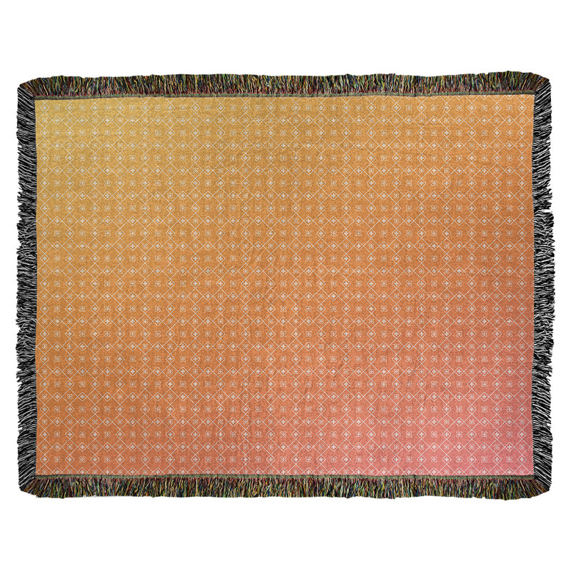 Couverture en coton tissé Katelyn Elizabeth, l 60 po x L 80 po, Jaune clair / rose