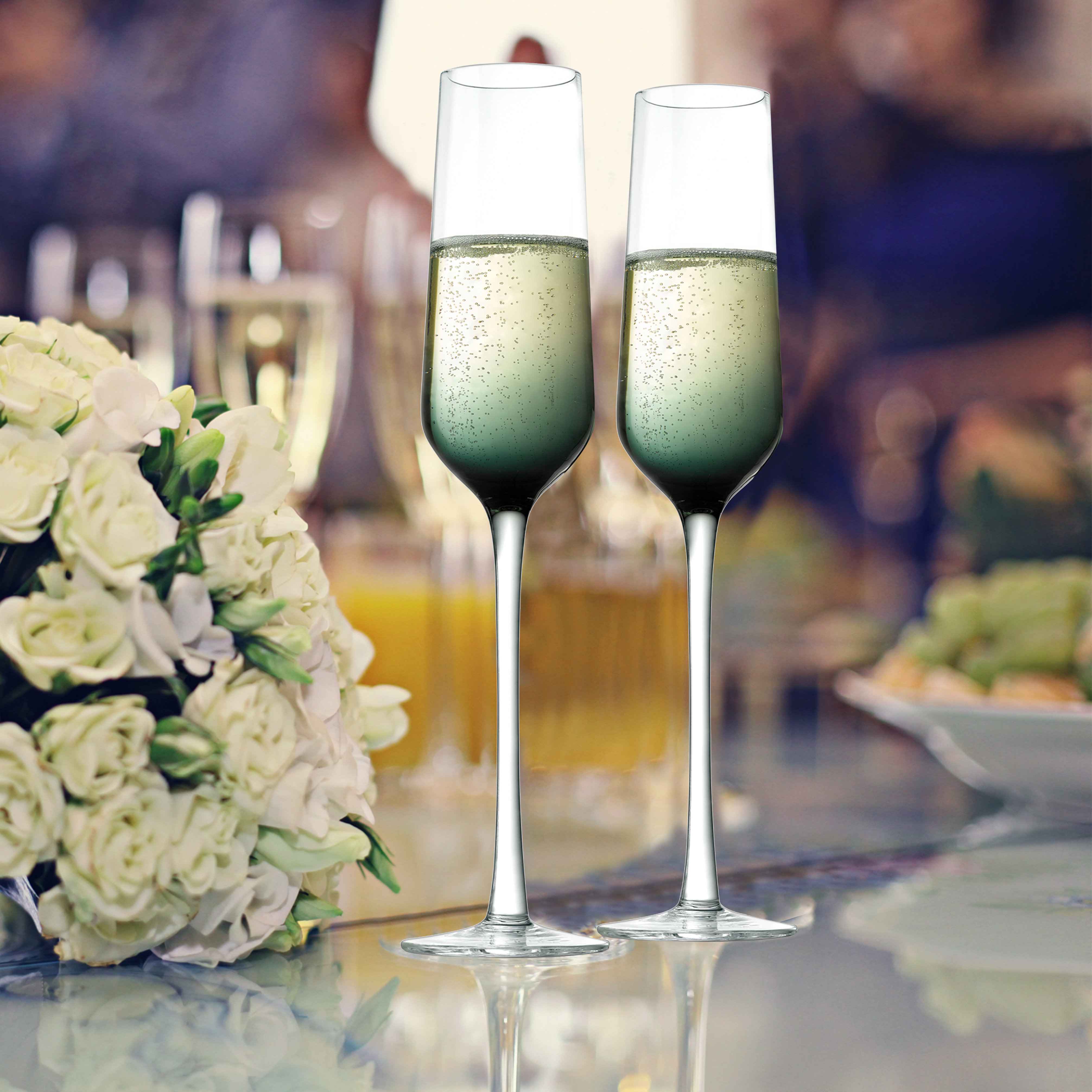 Lustre Iridescent Champagne Flutes Glasses Set of 4-In An Elegant
