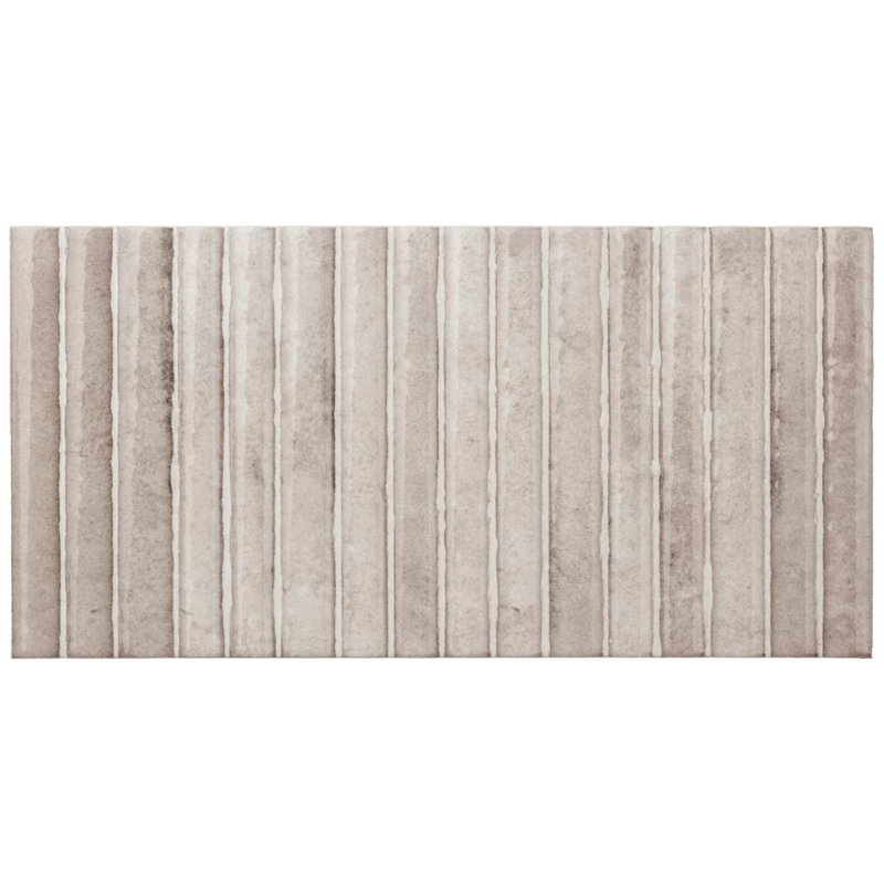 Curve Fluted 6X12 3D Glossy Ceramic Tile, Gray