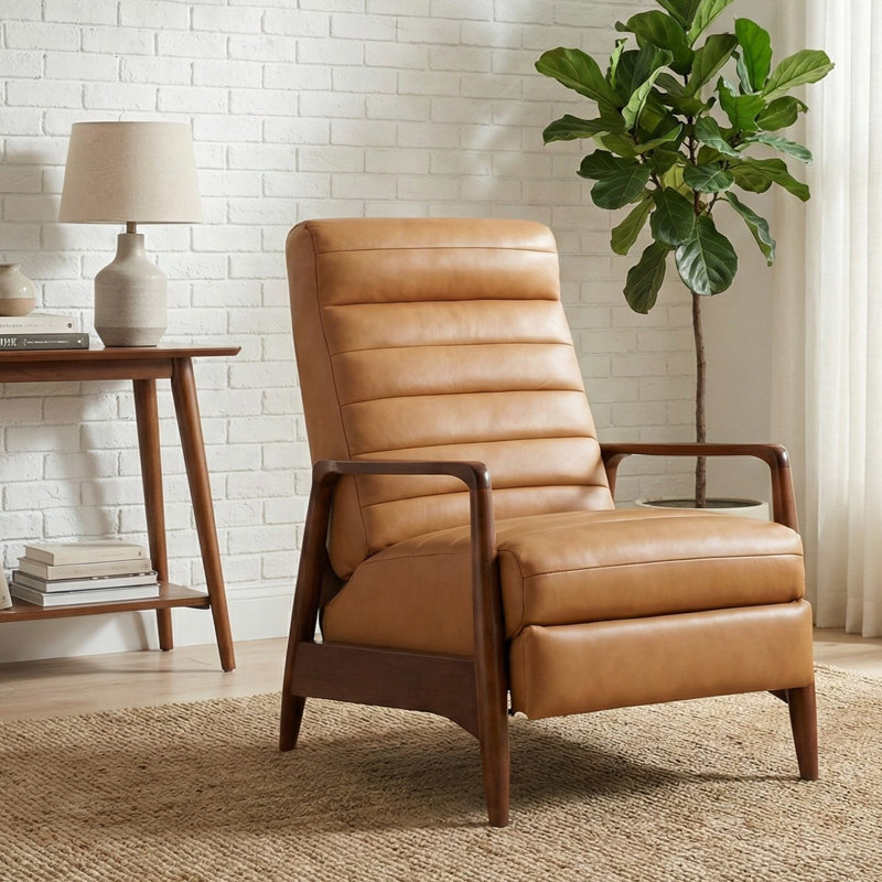 Fauteuil inclinable 28 po Mid-Century, Tanné