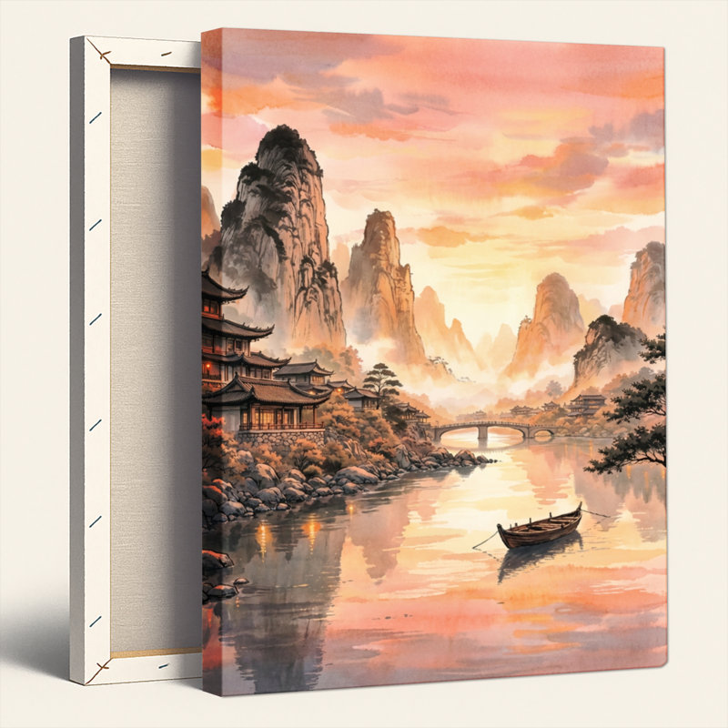 Ensemble de 1 tableau sur toile « Rivière de montagne », 40"H x 28"W, Wrapped Canvas
