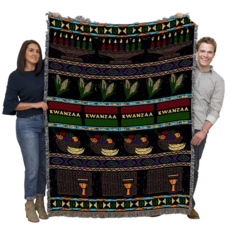 Couverture Pure Country Weavers Kwanzaa - jeté en coton tissé - fabriqué aux États-Unis (72 x 54)