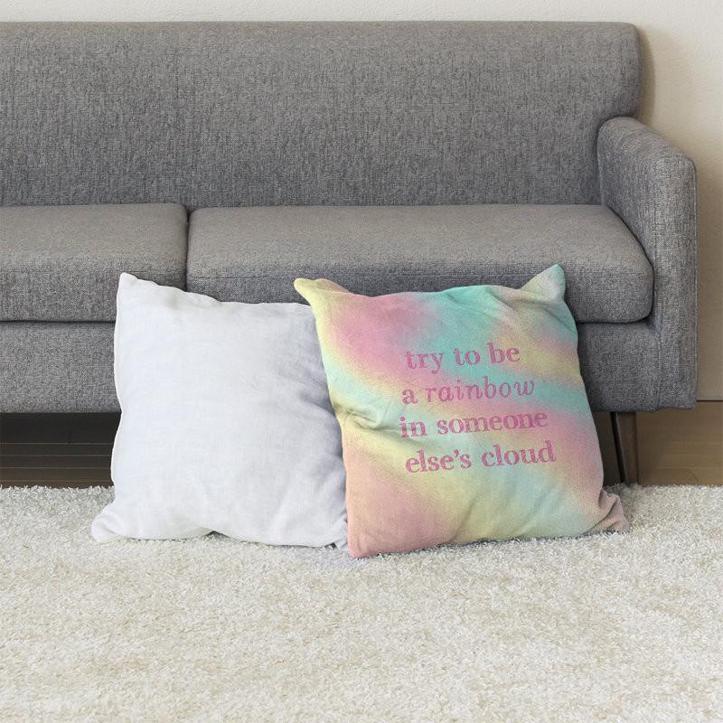Coussin de sol, 40 po x 40 po, Turquoise clair / rose clair / jaune clair
