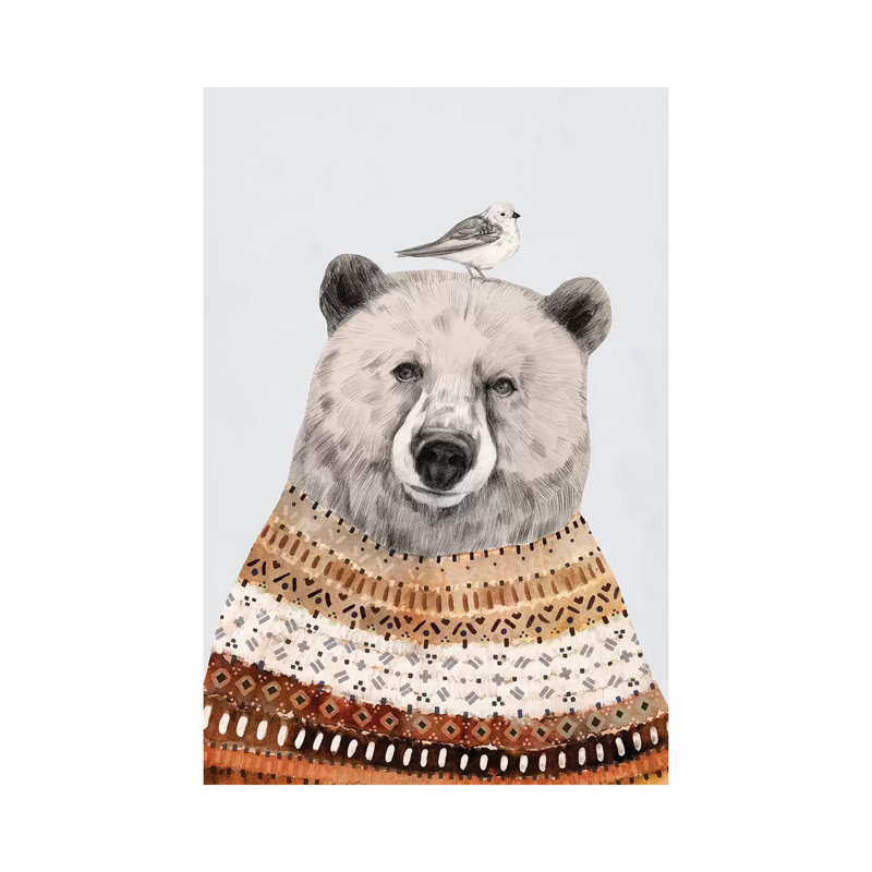 «Fair Isle Bear II» par Victoria Borges - peinture sur toile tendue, H 12 po x l 8 po x P 0,75 po