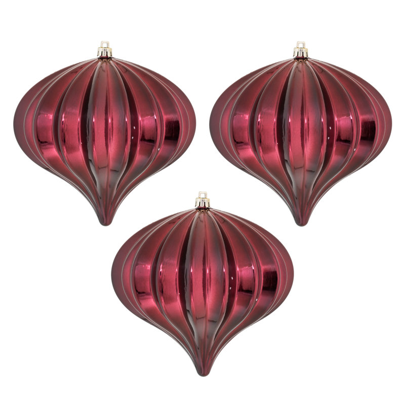 5.7" White Matte Onion Ornament UV, 3 Per Bag, Burgundy