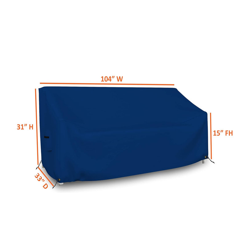 HeavyDuty Multipurpose Waterproof Outdoor Bench Cover, Patio Lounge 3-Seat Deep Bench Cover, 31" H x 104" W x 33" D, Blue