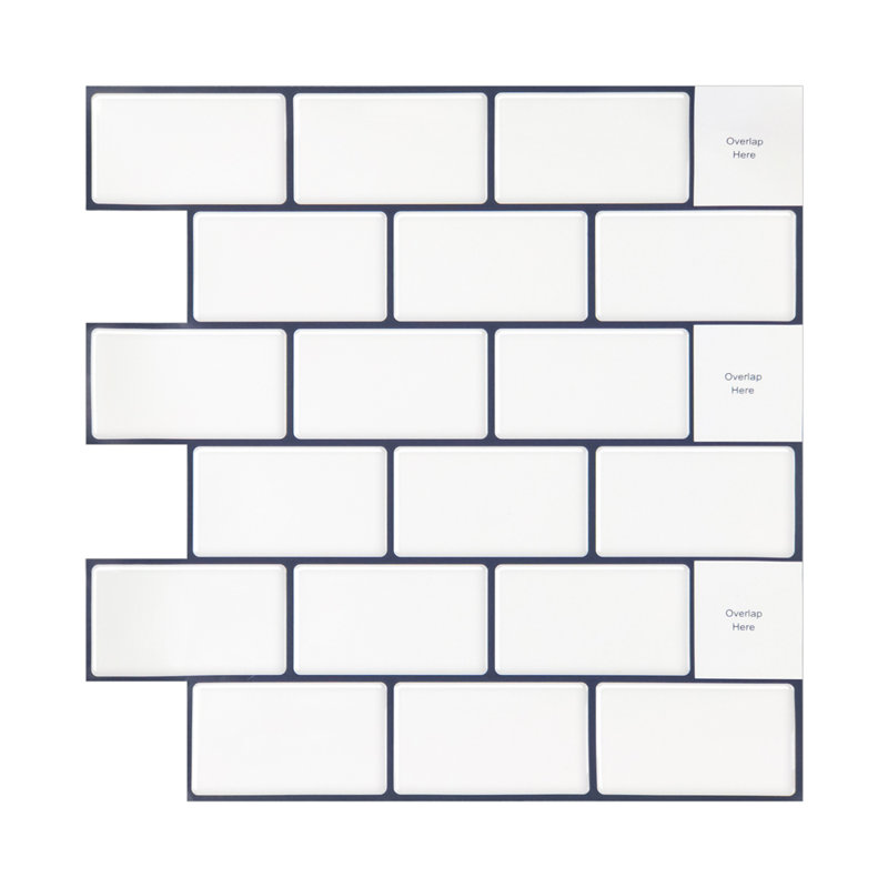 10Pcs Peel and Stick 1.2mm Backsplash Tiles, Grey/White