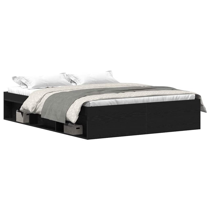 Afriani Storage Bed, Black Oak, European Kingsize (160 x 200cm)
