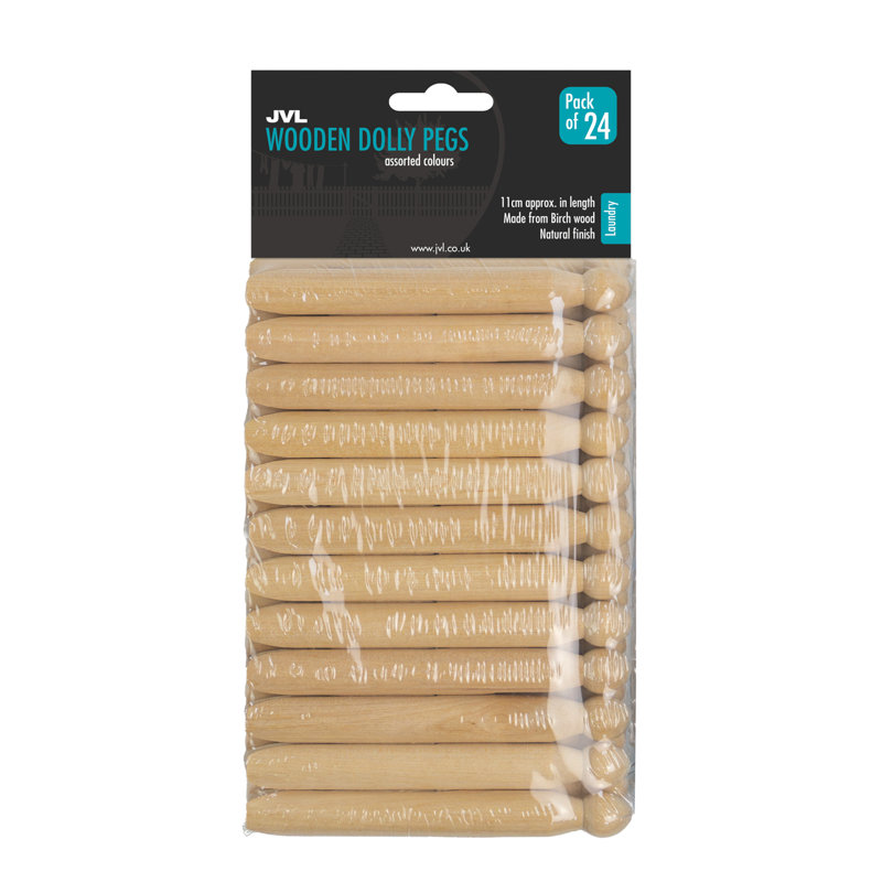 24 Pack Wooden Dolly Pegs - Natural