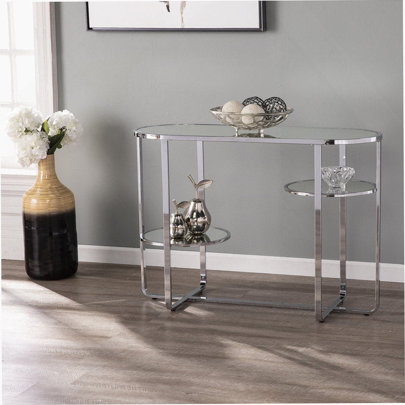 Maxina Mirrored Console Table W/ Storage