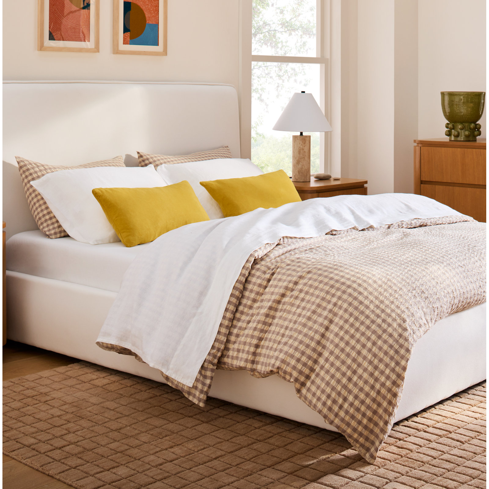 Baek and Bolge Duvet Cover Set, Gray/Birch, Queen Duvet Cover + 2 Standard Pillowcases