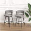 Ensemble de tabourets de bar 28 po en lin tissé 28 po, tabourets à pieds noirs sans îlot de cuisine réglable, 360 tabourets de bar pivotants, tabouret de bar avec repose-pieds et dossier (gris)-833161046
