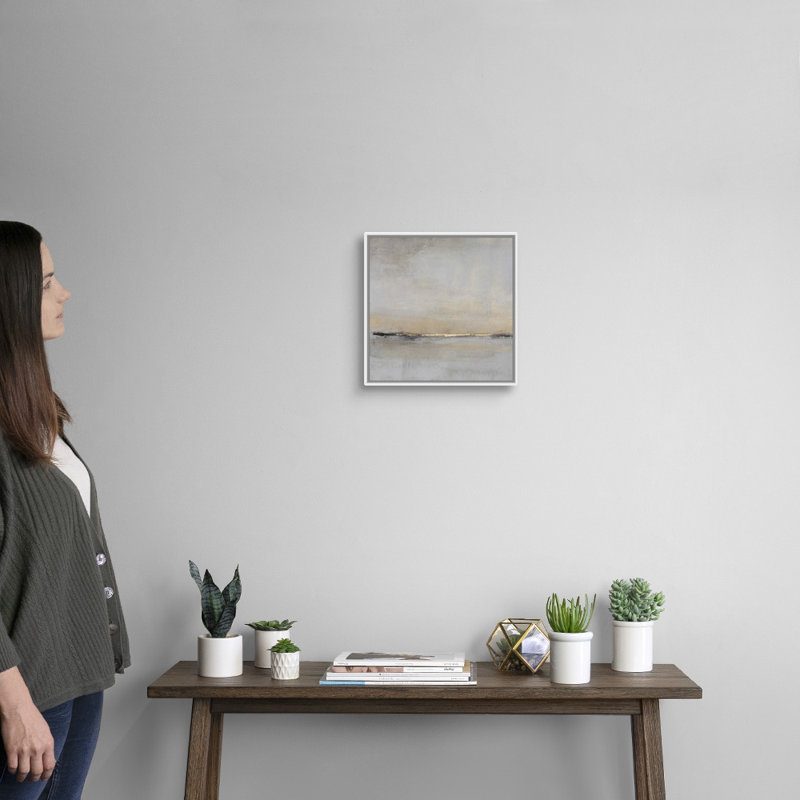 «Horizontal Flow II» par Tim O'Toole - Peinture sur toile, Toile avec cadre photo, H 14 po x l 14 po, Blanc