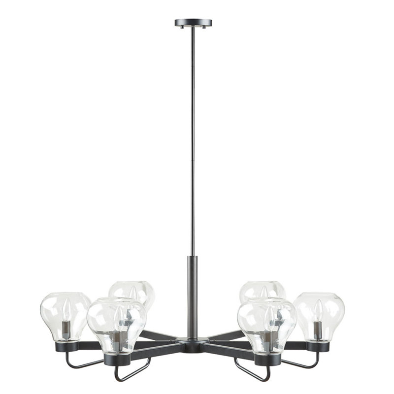 Lustre 6 lumières avec abat-jour en forme de bol