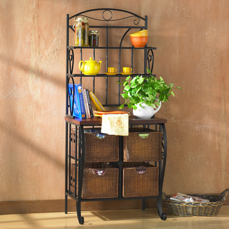 Lillianna 28'' Stainless Steel Standard Baker's Rack, Black/Brown