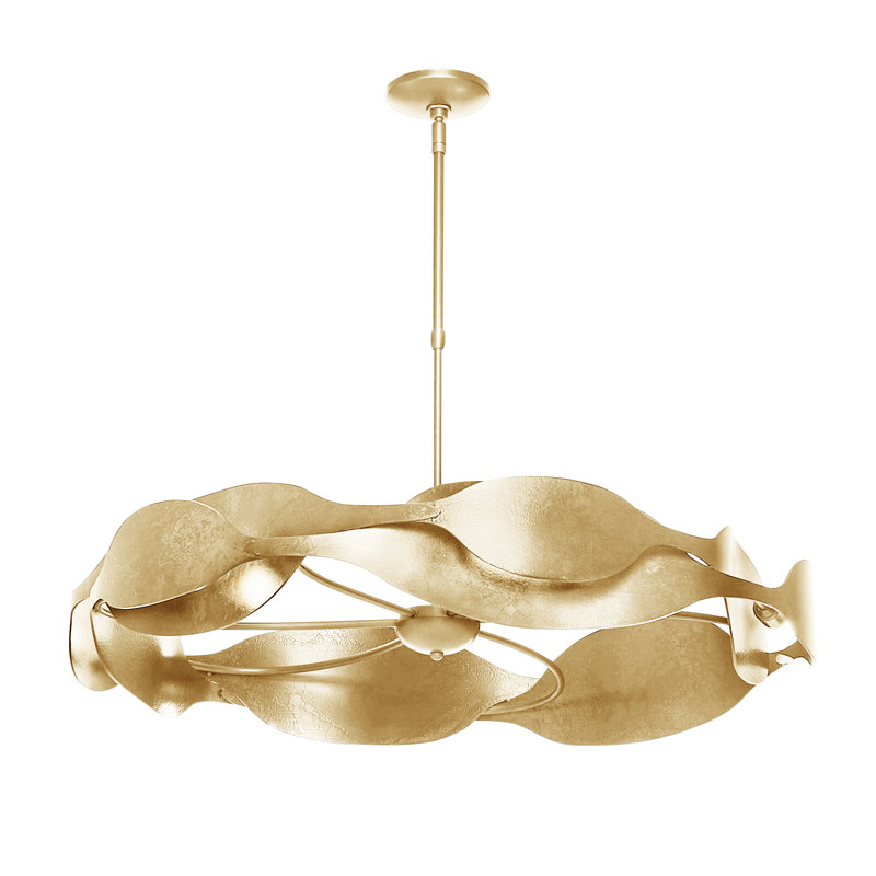Waves 6 - Light Wagon Wheel Pendant, Modern Brass