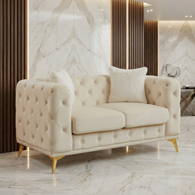 Causeuse Chesterfield en velours capitonné Modern