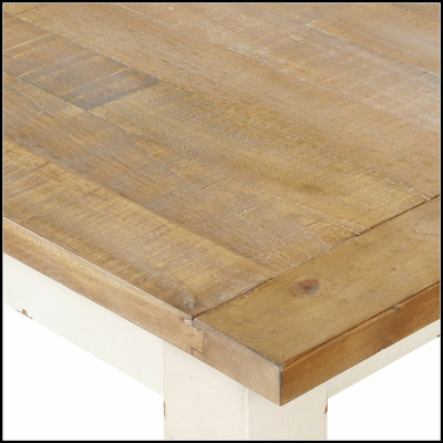 Prato Two-Tone Wood Upholstered Dining Bench, Antique White And Distressed Finish, Perfect For Rustic And Modern Interiors.