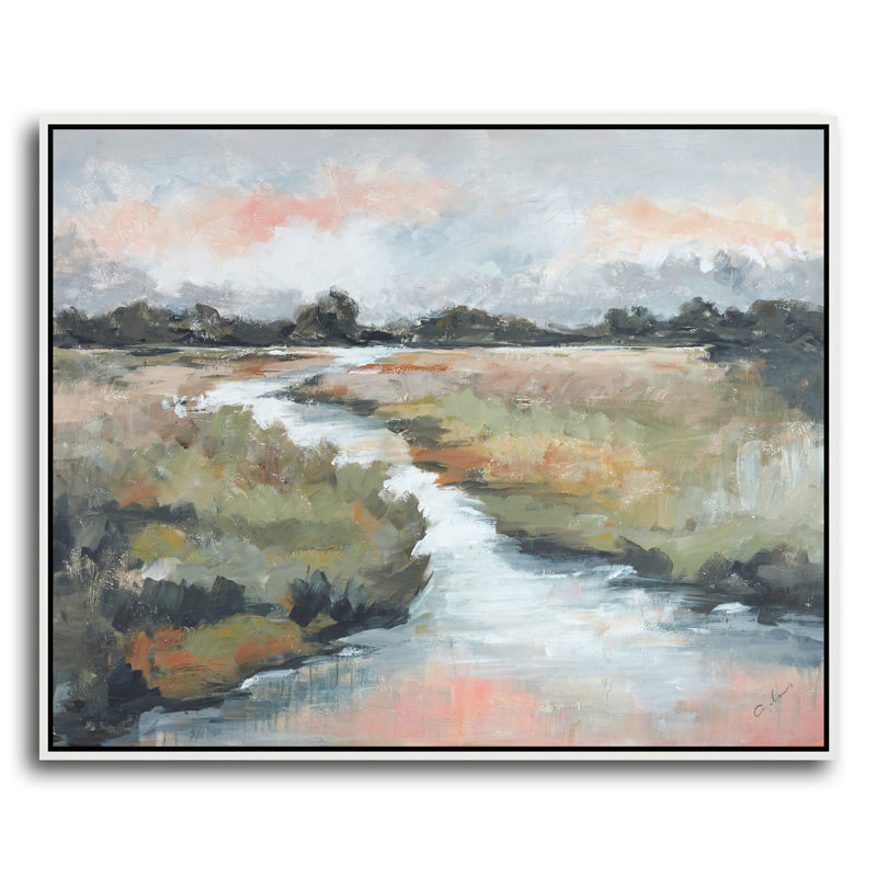 " Meadowland " Painting Print, Laguna White Framed