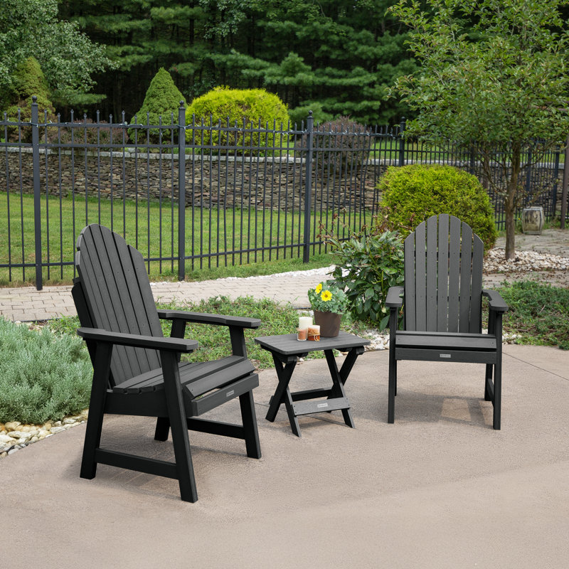Chaise Adirondack en plastique avec table Anette, Noir