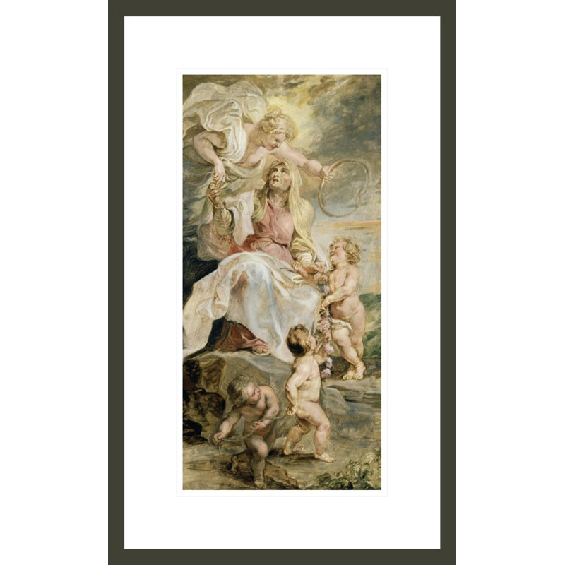 «Allégorie de l’Éternité, la Succession des Papes» par Peter Paul Rubens, impression giclée encadrée, 21.75" H x 13.41" W